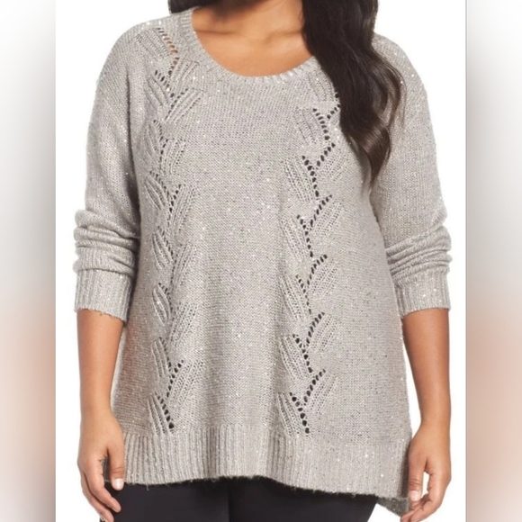 NYDJ Sweaters - NYDJ Sparkly Cozy Knit Silver Gray Elegant Sweater - Size L